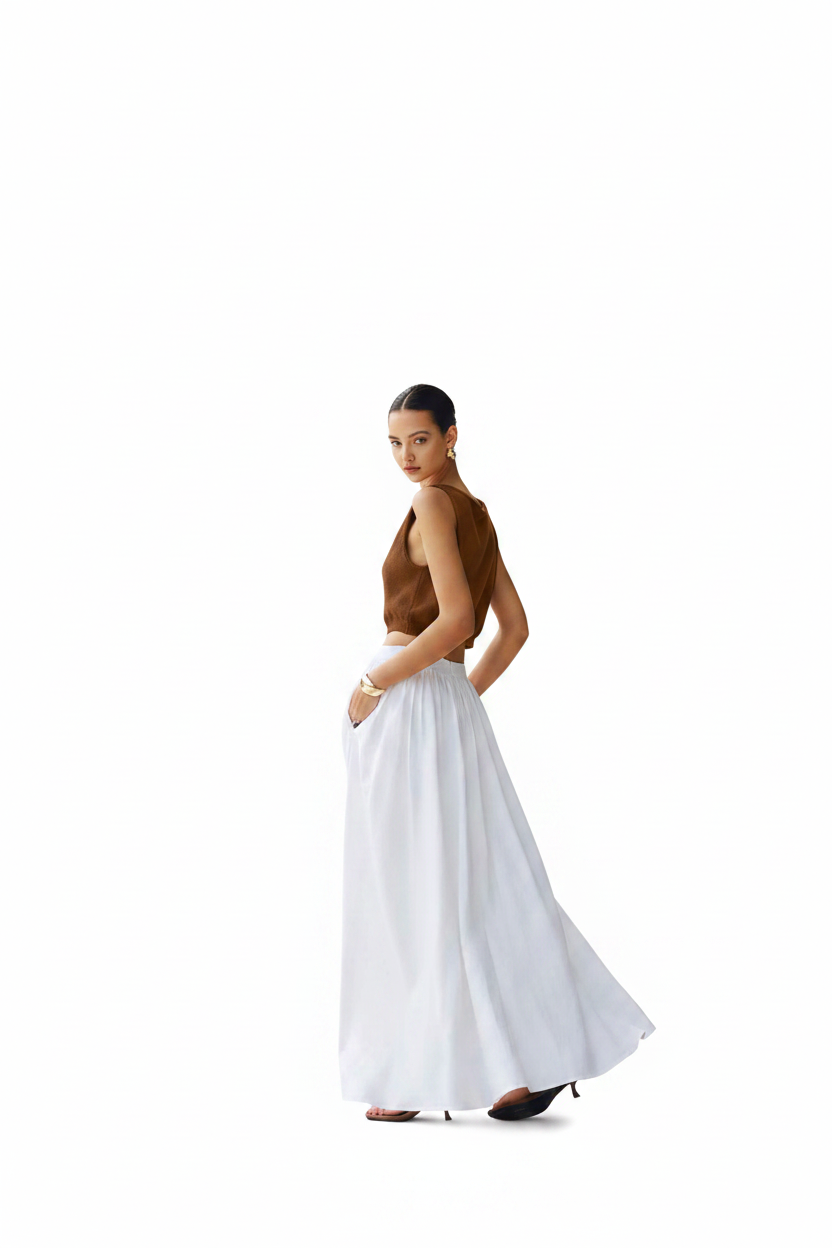 Stylish White Sleeveless Crop Top with Soft Fabric and Tailored Fit
