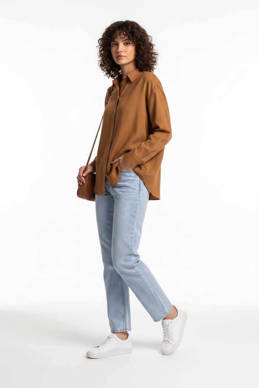 Elegant Relaxed Button Blouse with Soft Fabric and Versatile Fit