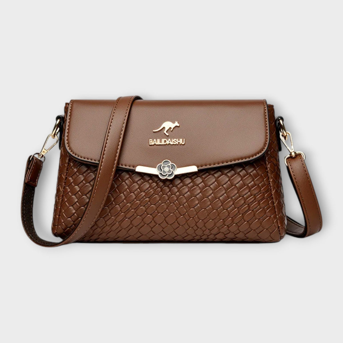 Woven Quilted Flap Crossbody Bag
