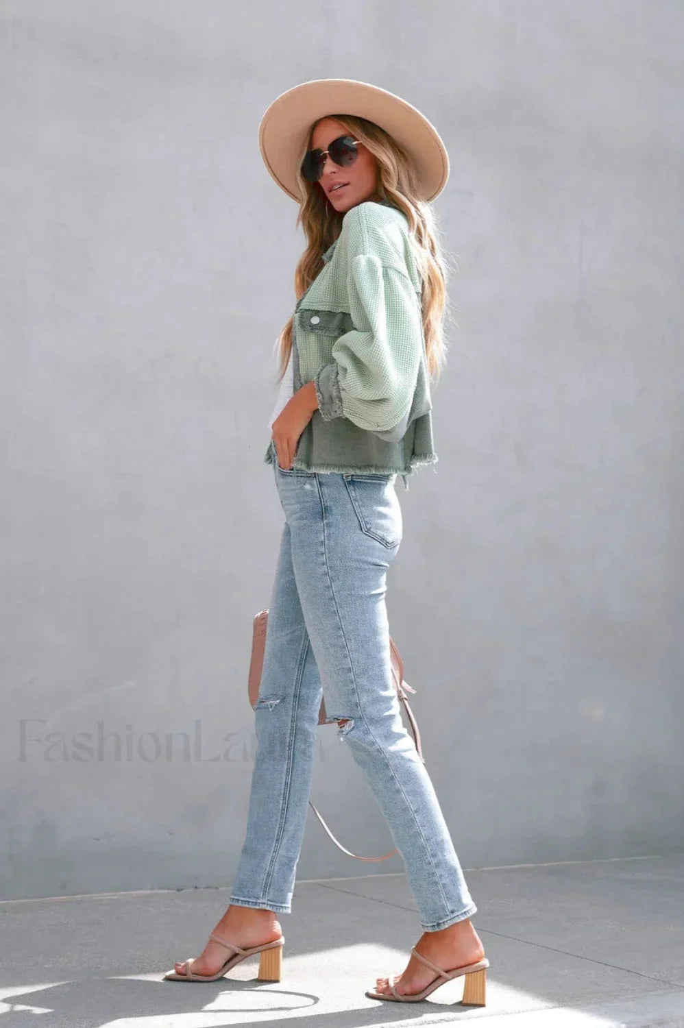 Brushed Waffle Long Sleeve Coat