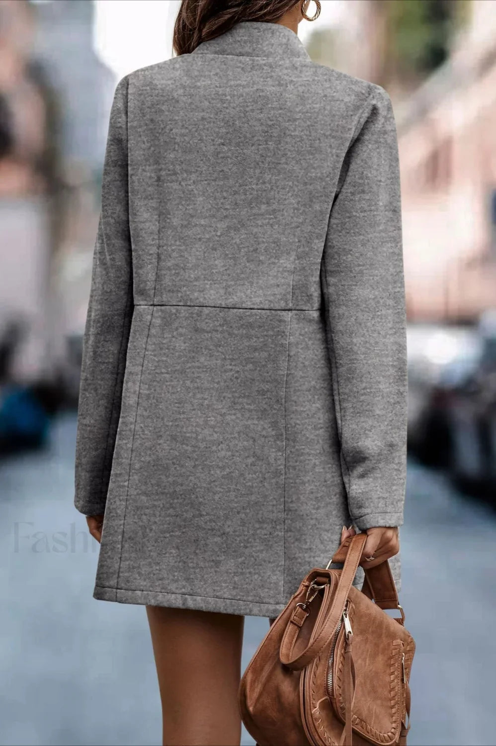 Brushed Wool Solid Long Sleeve Coat