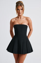 Strapless Pleated Fit and Flare Mini Dress 10