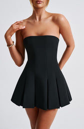 Strapless Pleated Fit and Flare Mini Dress 9