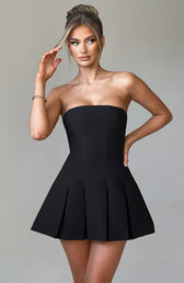 Strapless Pleated Fit and Flare Mini Dress 12