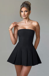 Strapless Pleated Fit and Flare Mini Dress 13