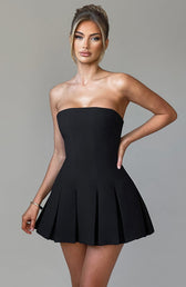 Strapless Pleated Fit and Flare Mini Dress 11