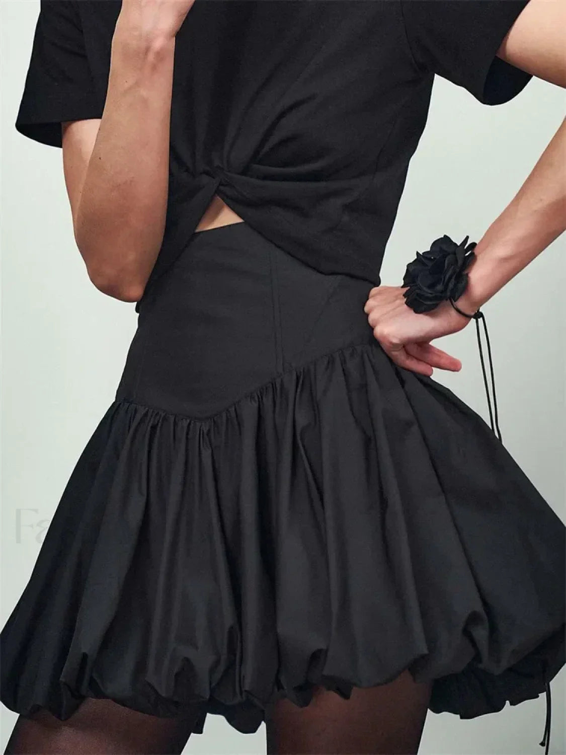 Bubble Hem Ruched Mini Skirt