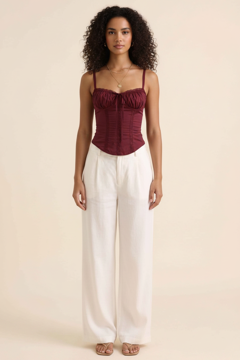 Elegant Structured Corset Cami Top with Adjustable Straps & Breathable