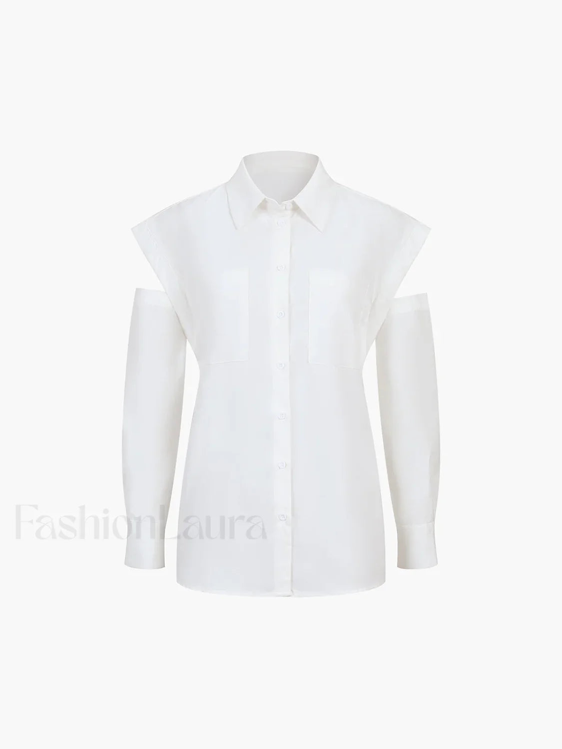 Button Down Cutout Trendy Long Sleeve Shirt