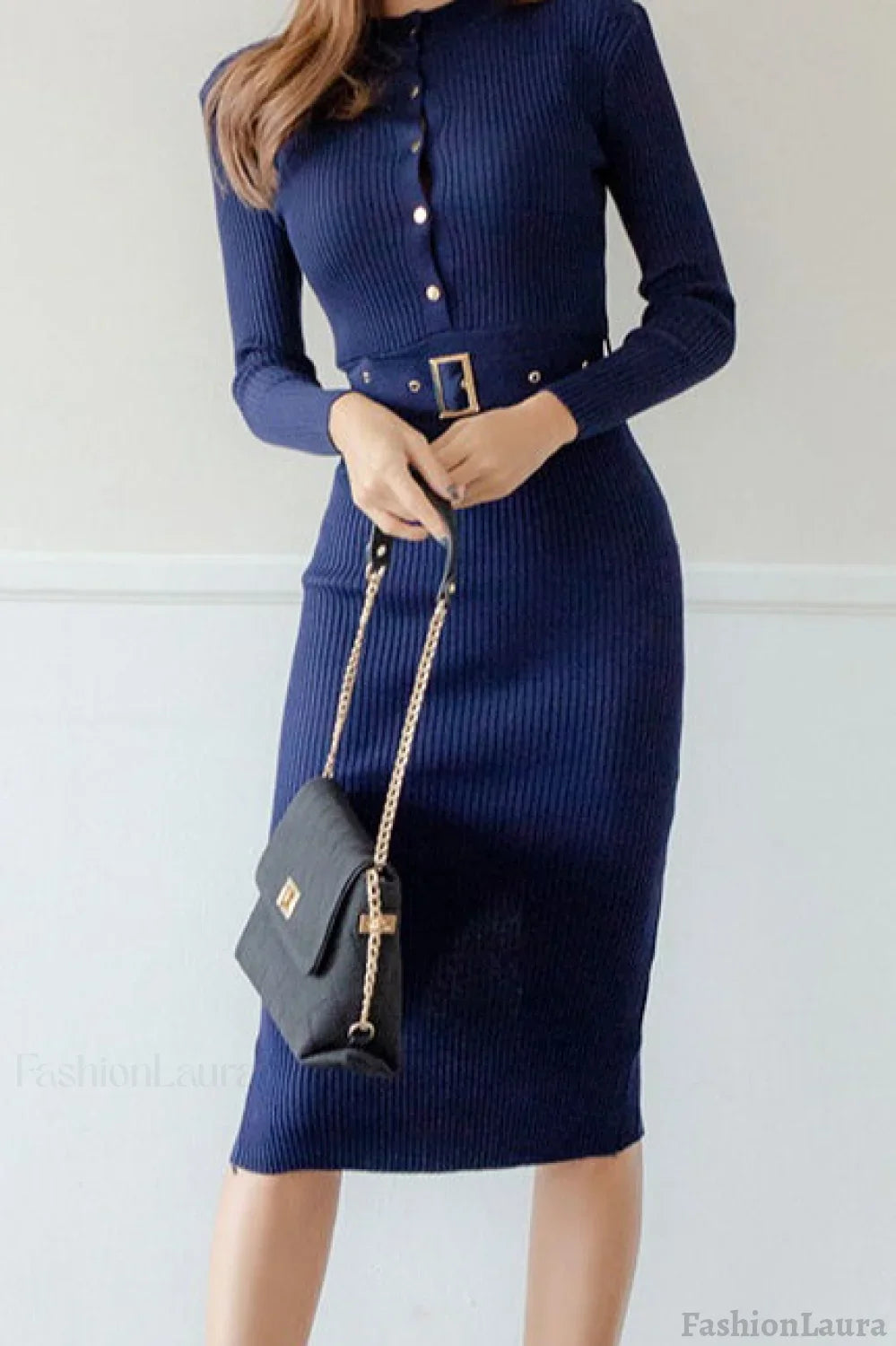 Button Front Bodycon Sweater Dress
