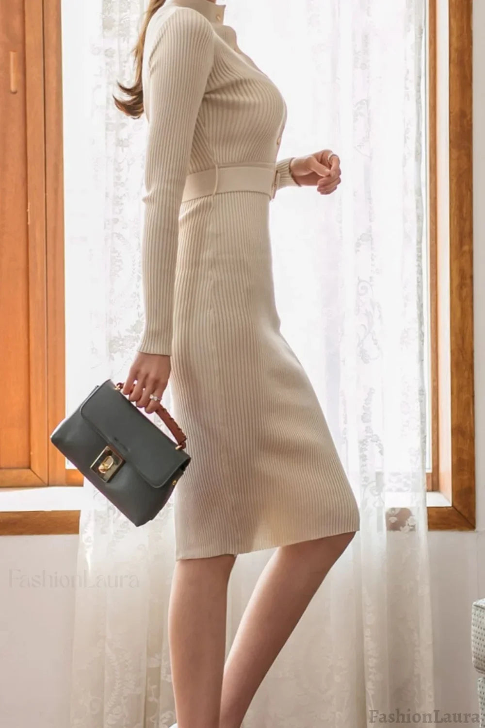 Button Front Bodycon Sweater Dress