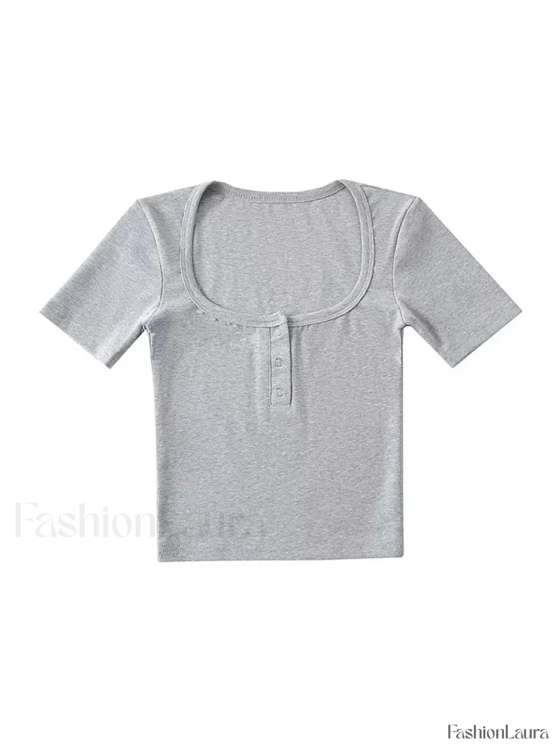 Button Front Short-Sleeved Crop Top