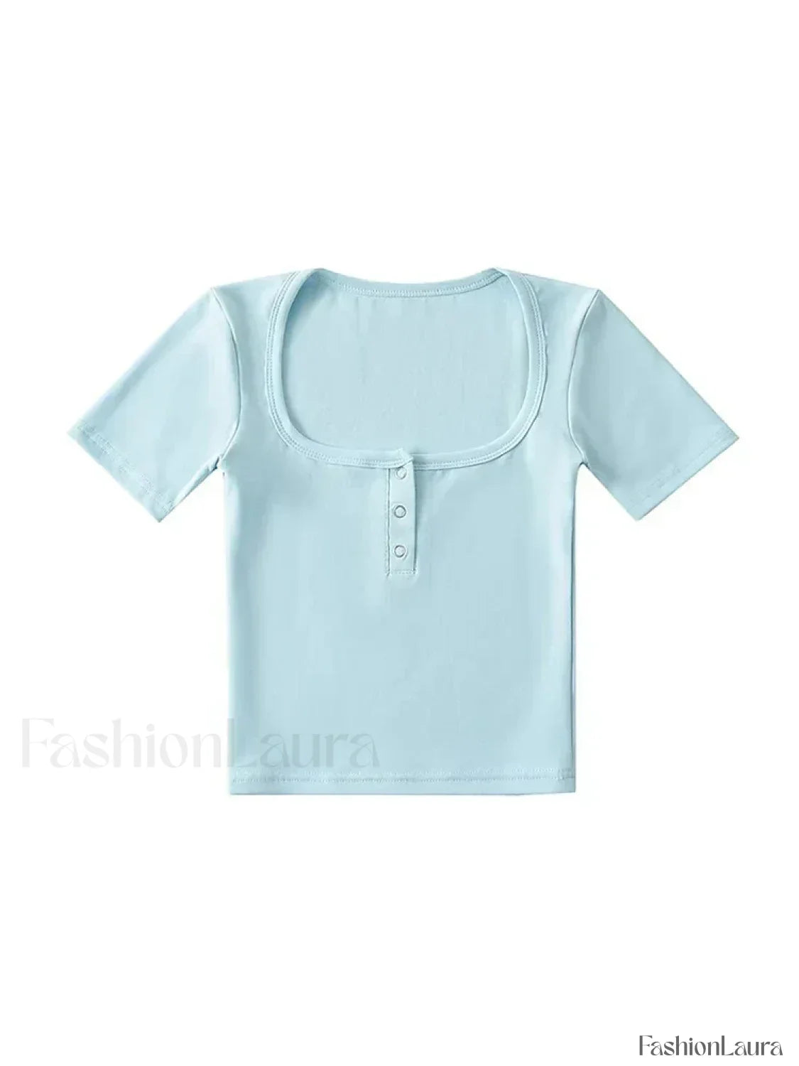 Button Front Short-Sleeved Crop Top