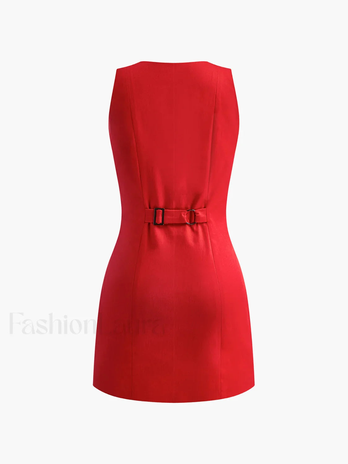 Button-Front Sleeveless Short Dress