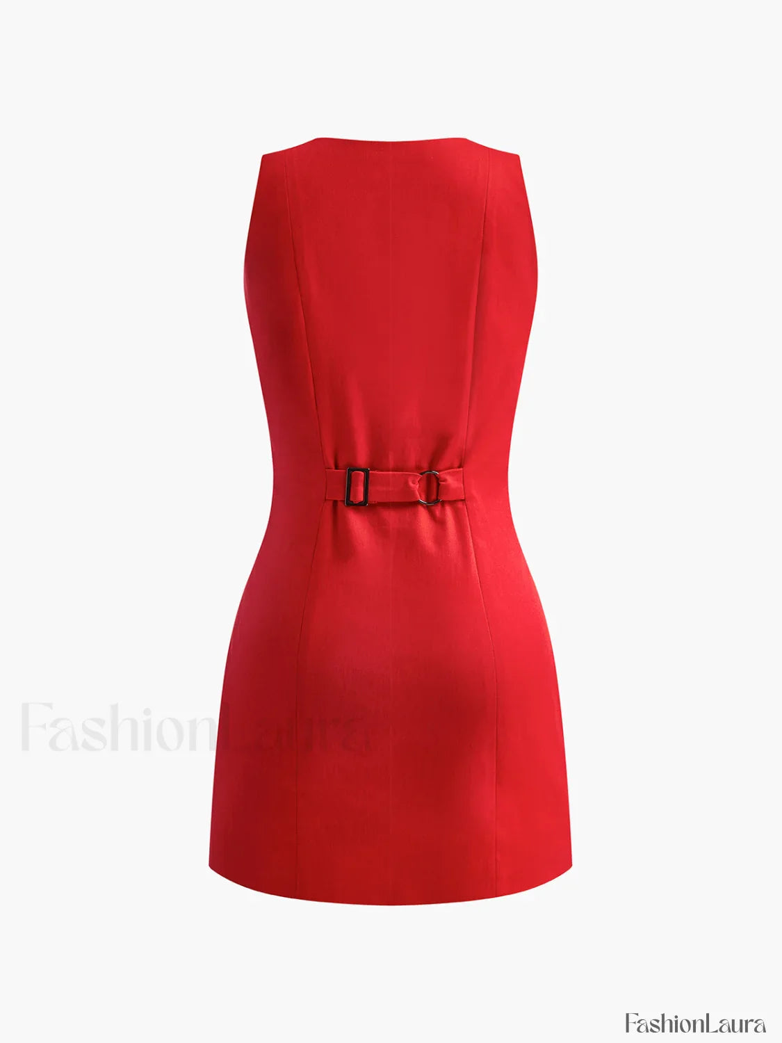 Button-Front Sleeveless Short Dress