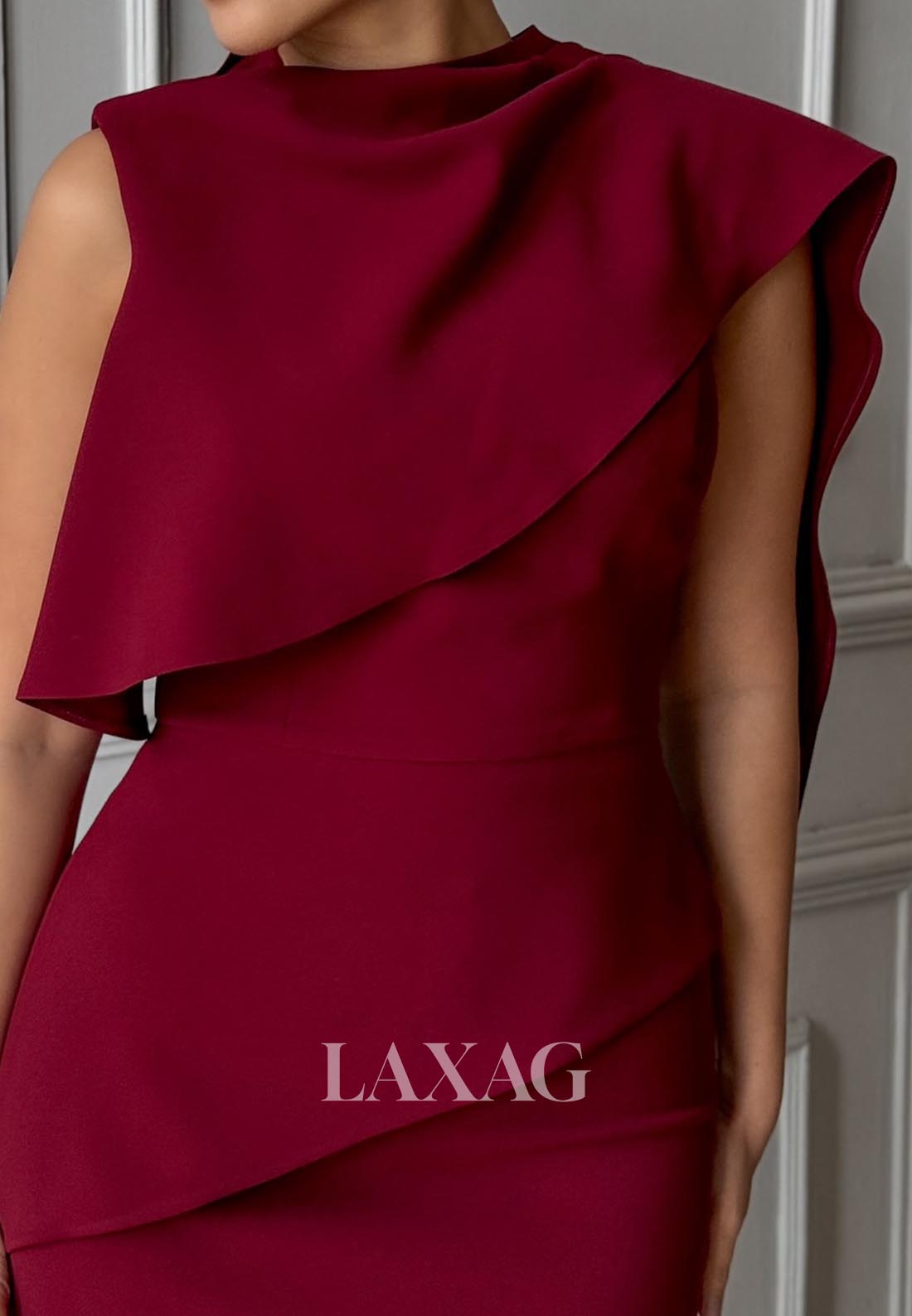 Scoop-Neck Sleeveless Mermaid Evening Dress Pleated Floor-Length Tiered Formal Gowns