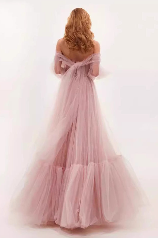 Off-the-Shoulder Sheer Mesh Dress