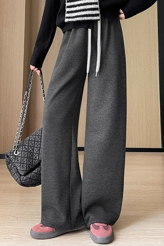 High Waist Plush Draped Knit Pants