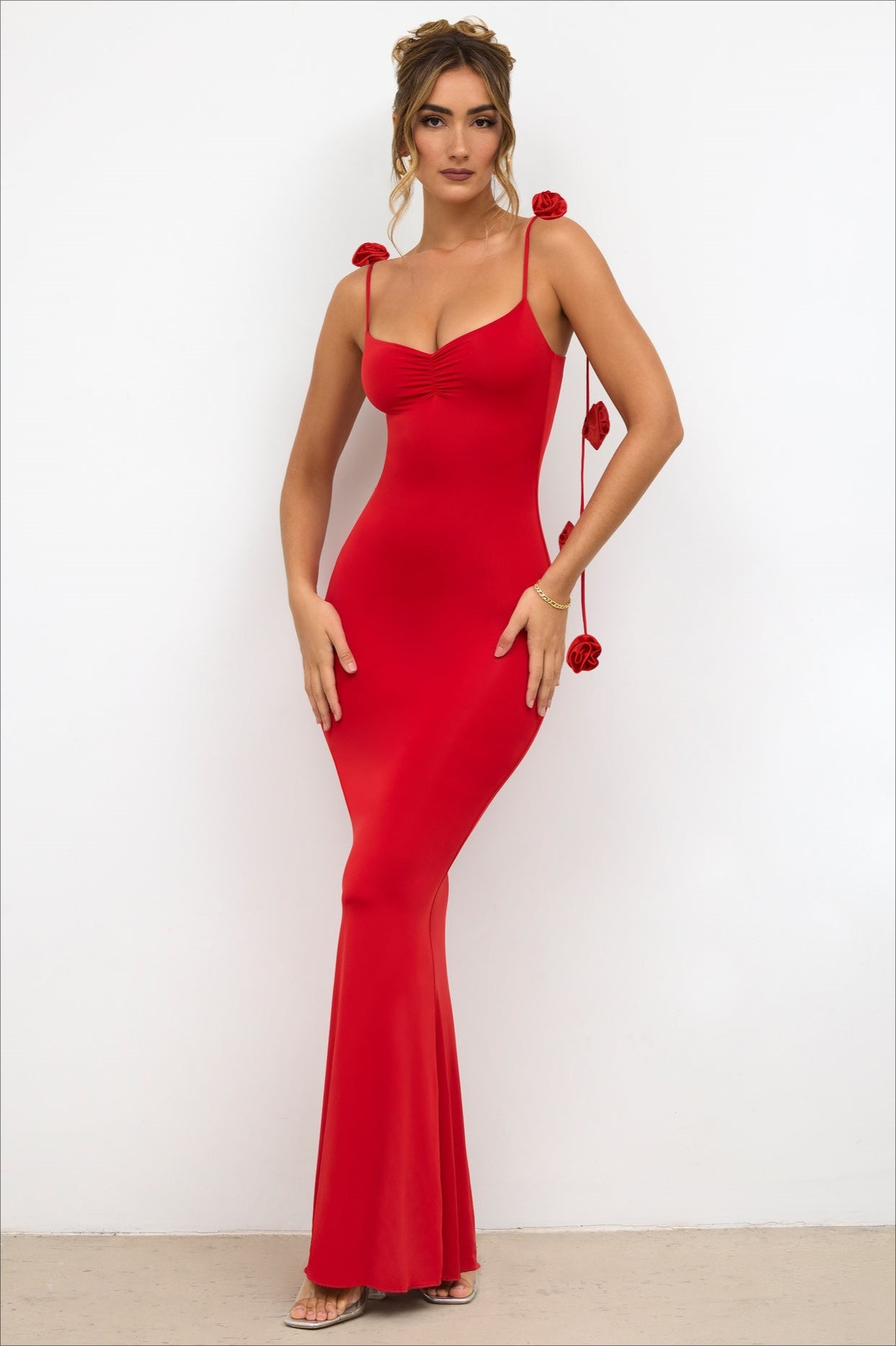 Strappy Edition 3D Floral Maxi Party Dress
