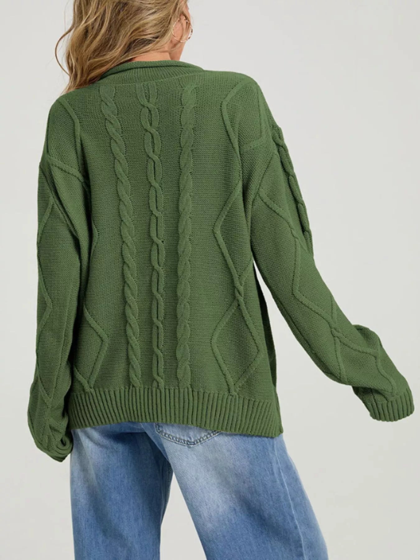 Cable Knit Ribbed Hem Sweater