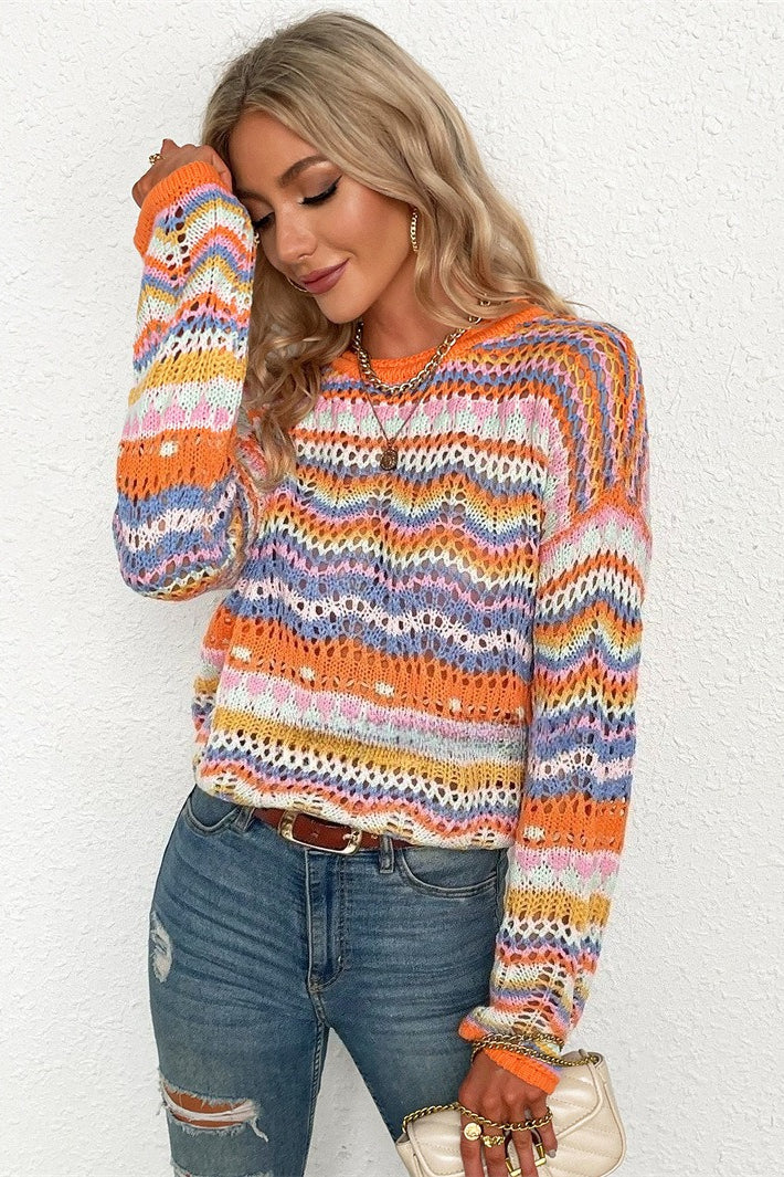 Casual Colorblock Knit Sweater