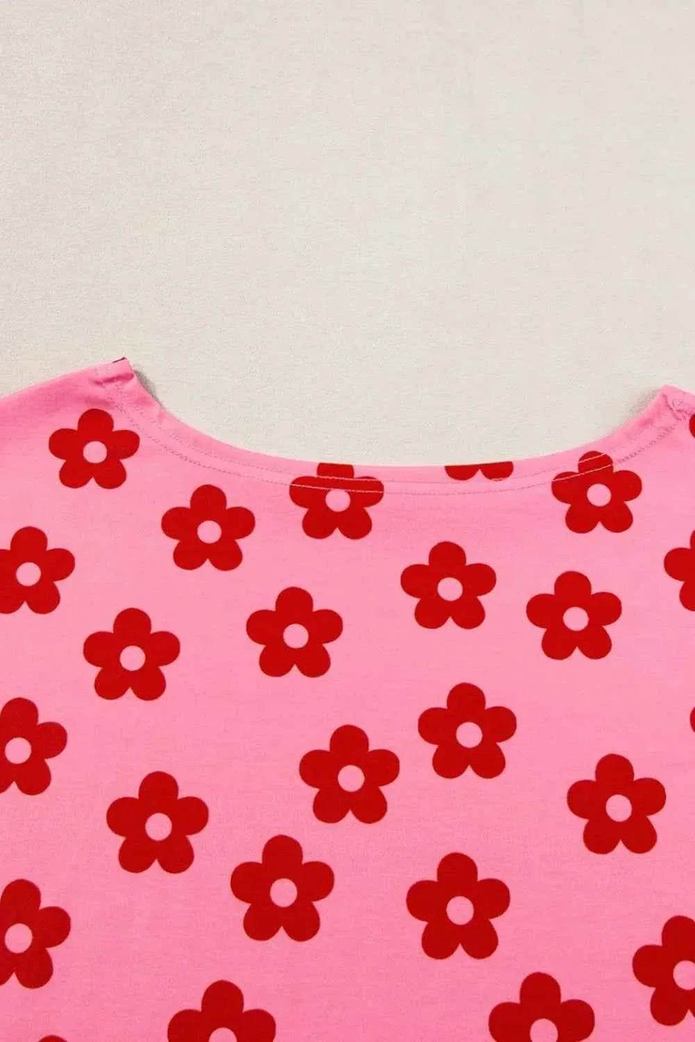 Floral Print Cropped Tee and Elastic Waist Shorts Two Piece Set 8