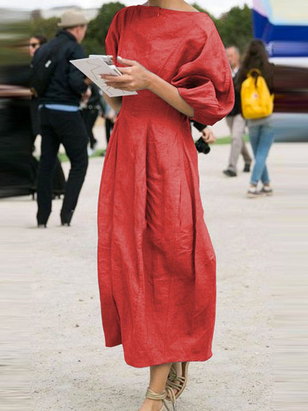 Boat Neck Pocket Cocoon Maxi Dress 5