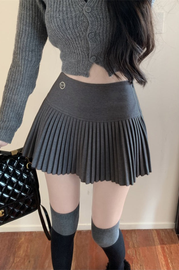 Tweed High Waist A line Mini Skirt