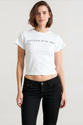 Letter Print Crop T-shirts