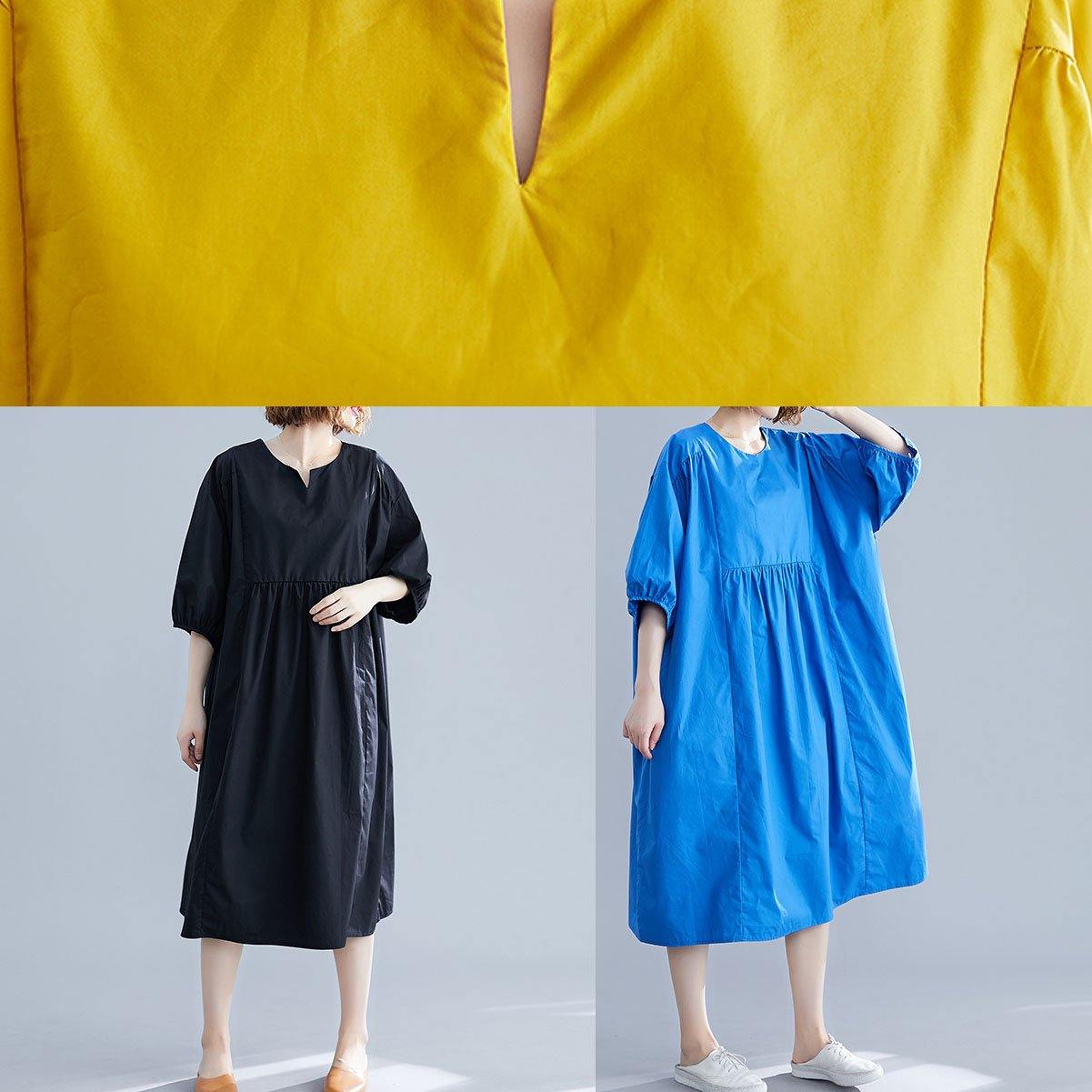Puff Sleeve Round Neck Empire Waist Loose Oversized Midi Summer Dress