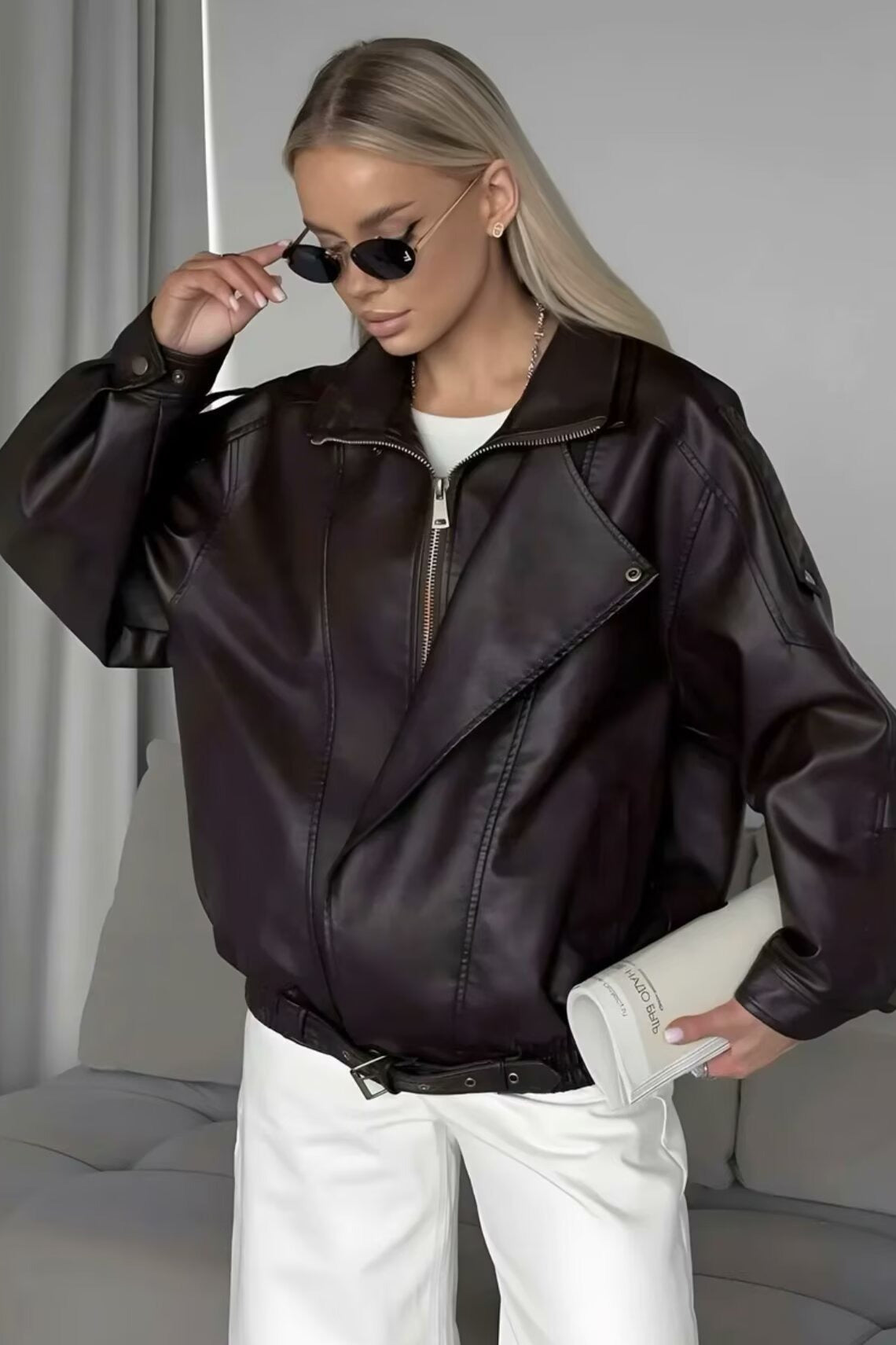 Oversized PU Moto Jacket