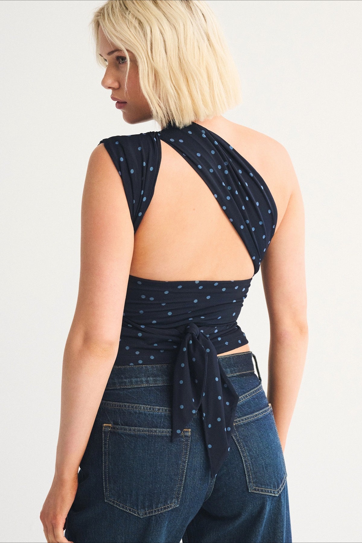 Vintage Washed Halter-Neck Sheer Mesh Crop Top