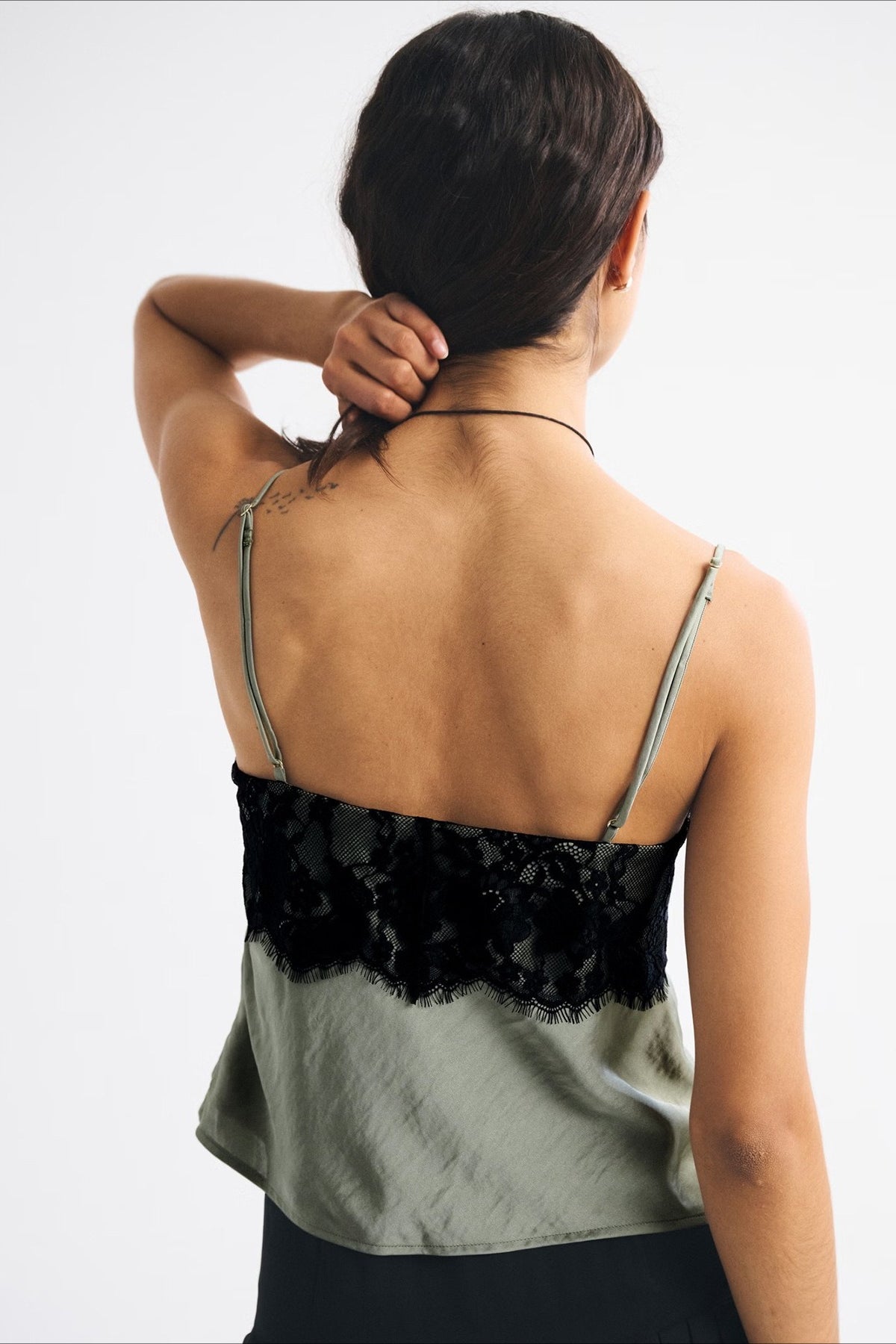 Contrast Lace Backless Cami Top