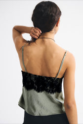 Contrast Lace Backless Cami Top