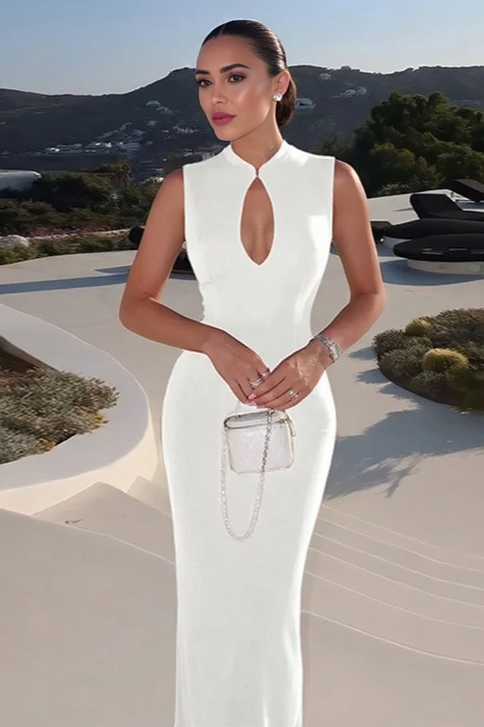 Elegant Cutout Solid Sleeveless Bodycon Party Dress
