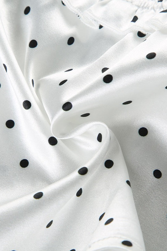 Polka Dot Deep V Bow Tie Cami Crop Top