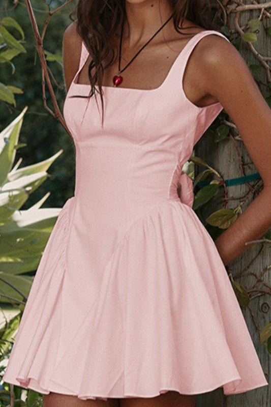 Elegant Open Back Bow Mini Dress
