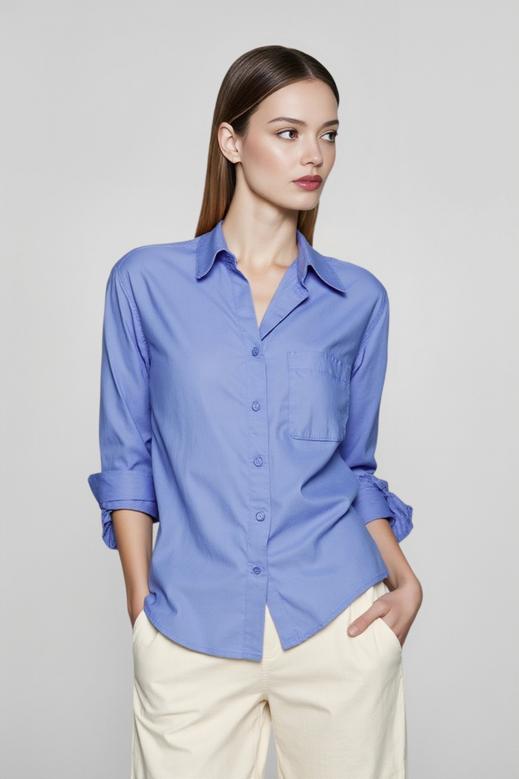 Linen V Neck Relaxed Blouse