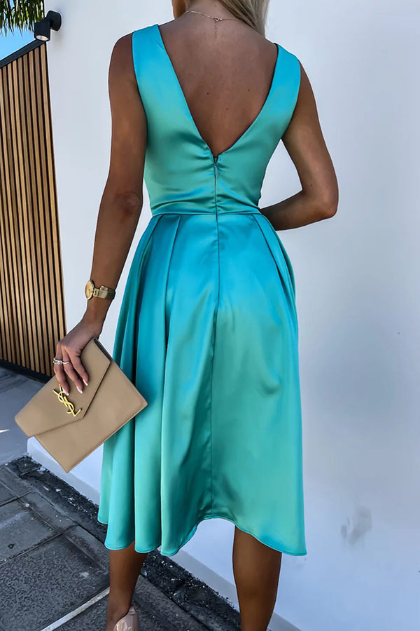 Hold You In My Memory Satin Midi Dress - View 3