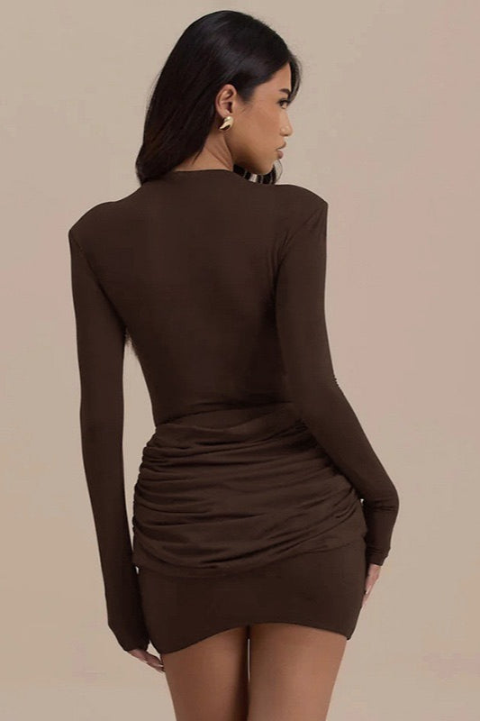 SlimFit Ruched Bardot Work Dress