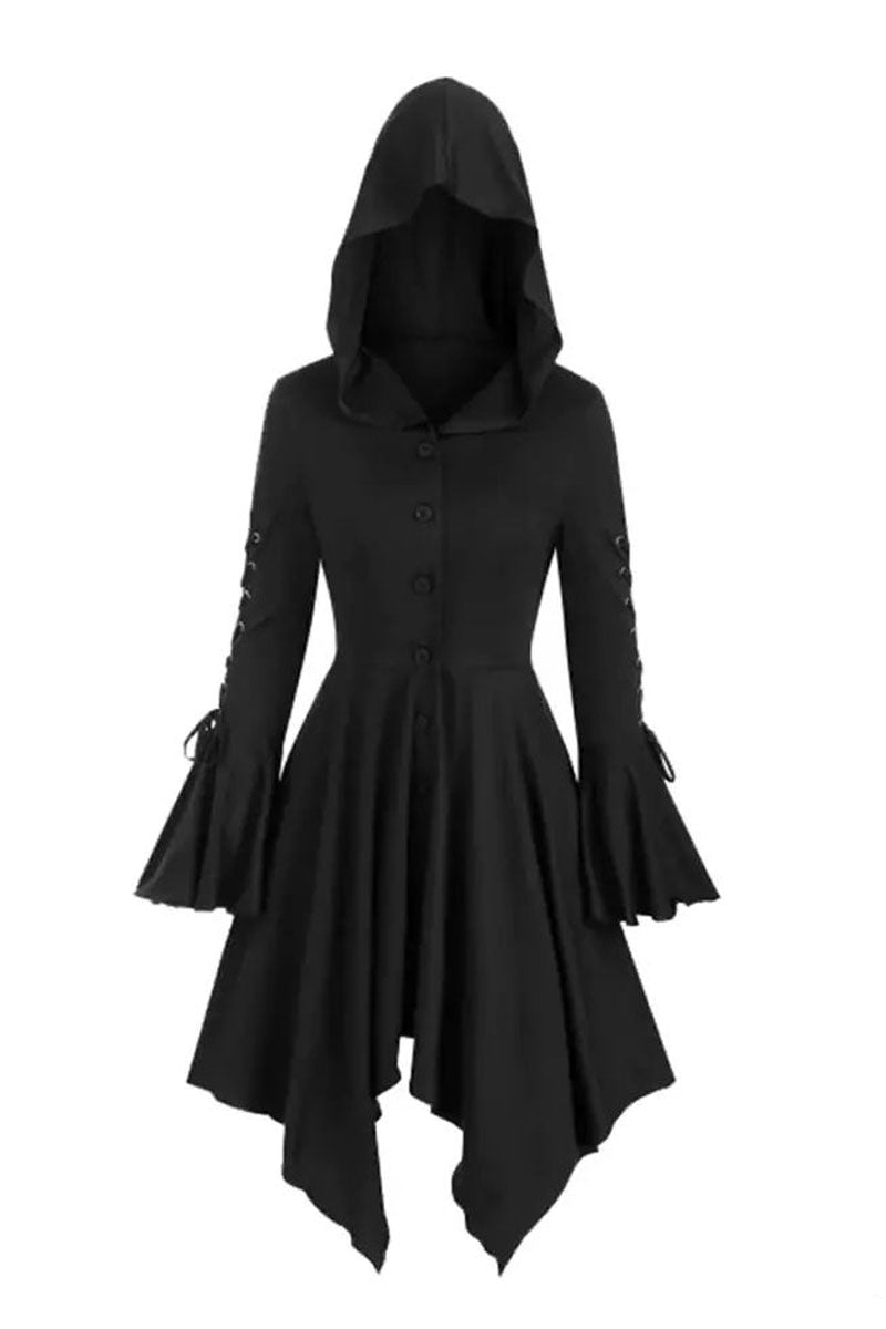 Halloween Party Cosplay Women Costume Medieval Cloak Hooded  Gothic Vintage Dress