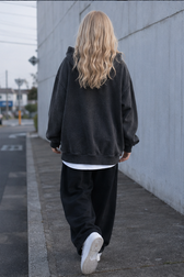 Men's Vintage Wash Black Zip-Up Hoodie