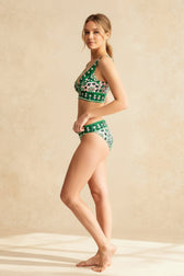 Vintage Diamond Print High Waist Bikini Two Piece Swim Set