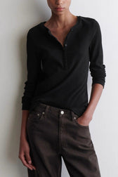 Henley Neck Slim Fit Long Sleeve Top