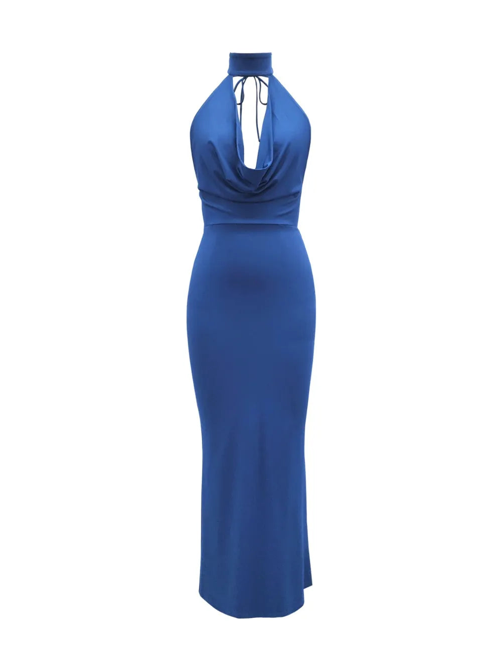 Halter Choker Neck Cowl Front Backless Bodycon Maxi Dress 9