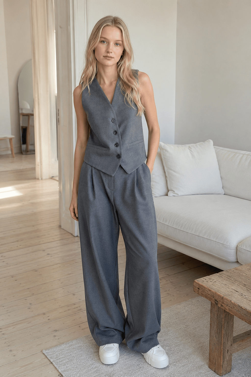 Solid Structured Graceful Suit Vest