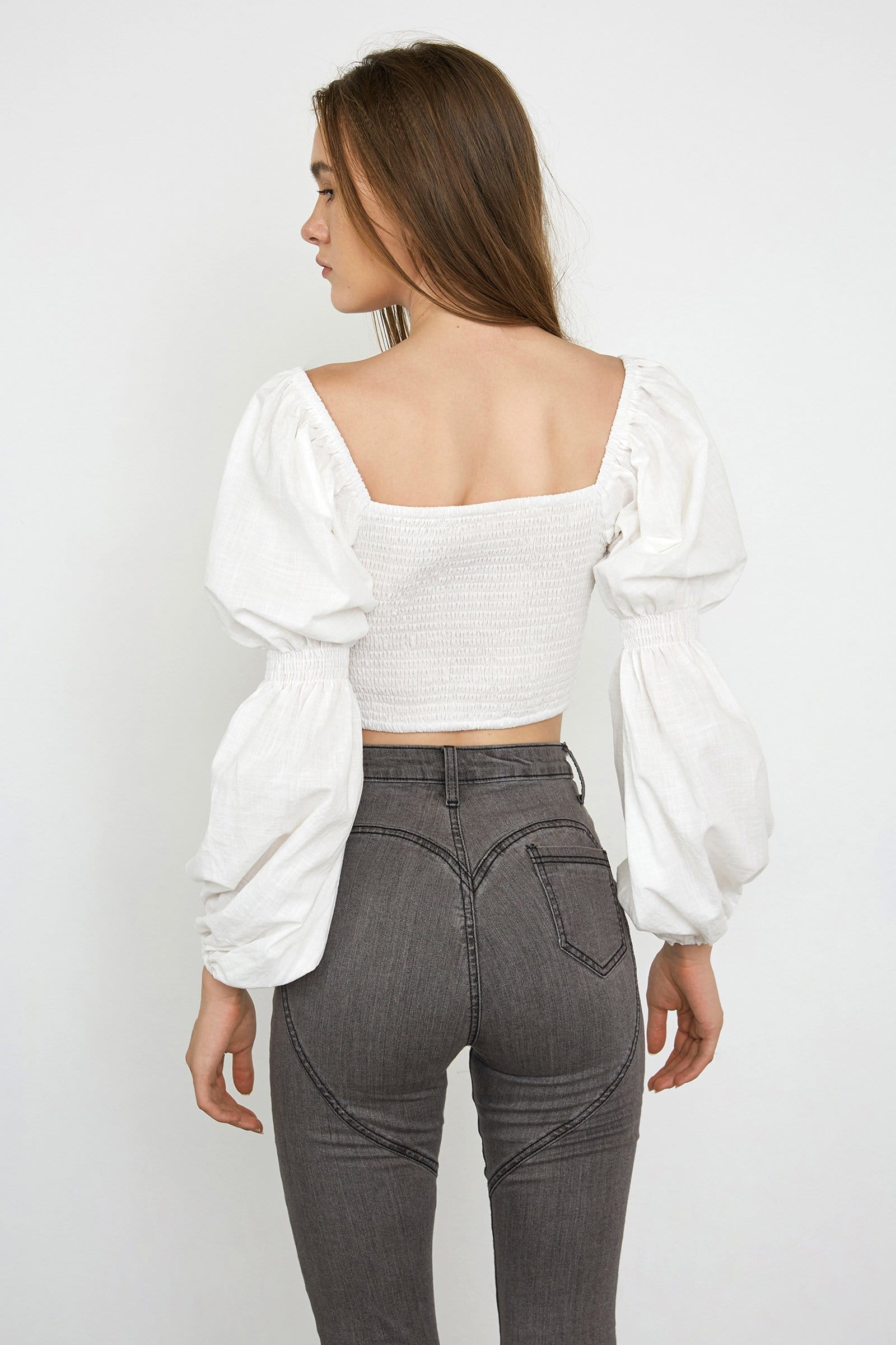 Roxanna White Puff Sleeve Blouse