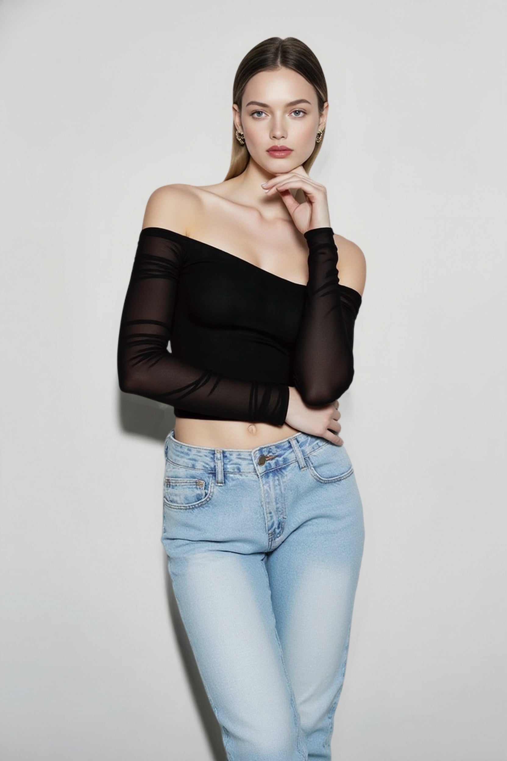 Backless Off-the-Shoulder Lace Crop Top