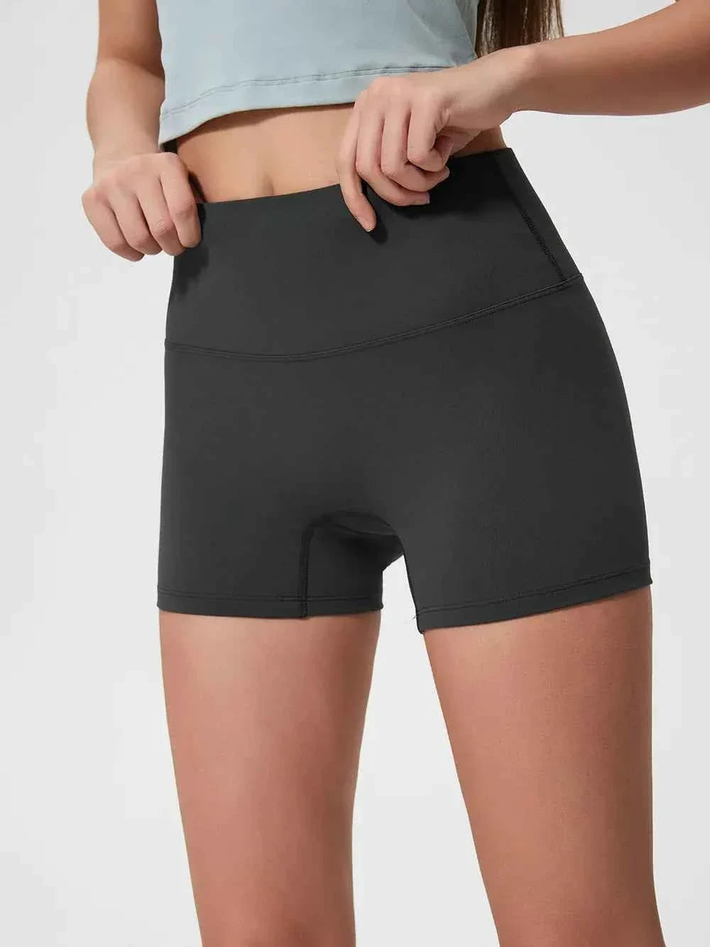 Wide Waistband High Waist Fitted Stretch Active Shorts 5