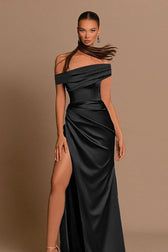 Off Shoulder Satin Silk Dress